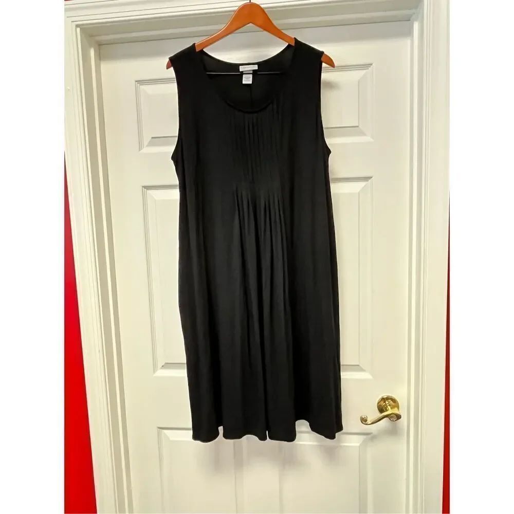 Catherine’s Black Stretch Pintuck Sleeveless Stretch Dress sz 2X NWOT Pockets
